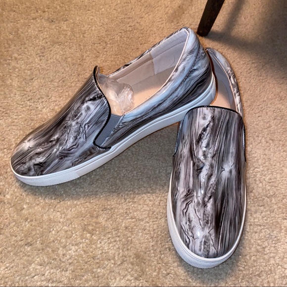 Marble Faux Patent Leather Slip On Sneakers - Picture 2 of 3
